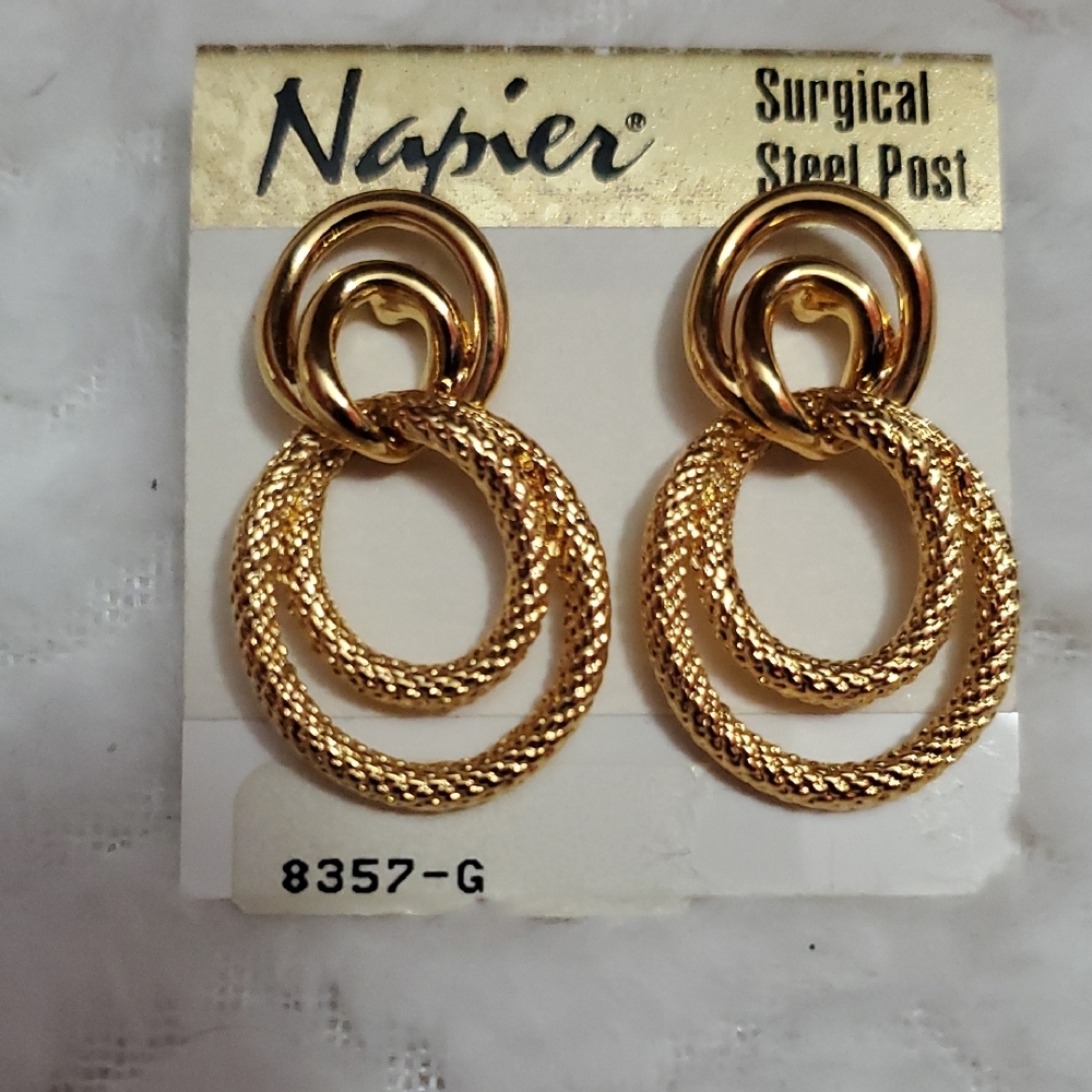Napier Gold Triple Hoop Earrings